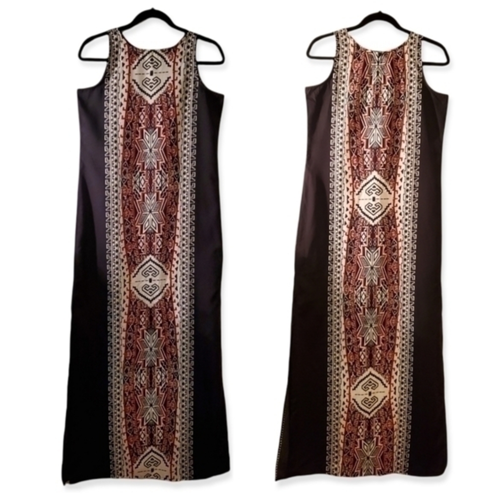 Boohoo Ethnic Print Side Slip Maxi Dress